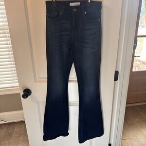 Women’s KanCan Bell Bottom Wide Leg Dark Blue Jean Size 5/26